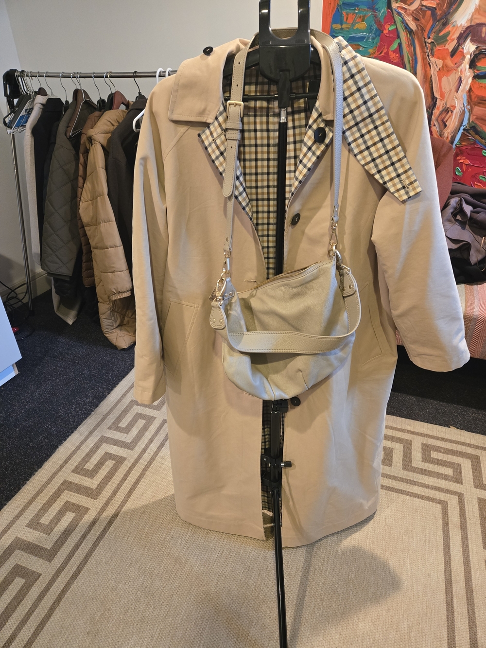 QUINCE Beige Leather Shoulder Bag
